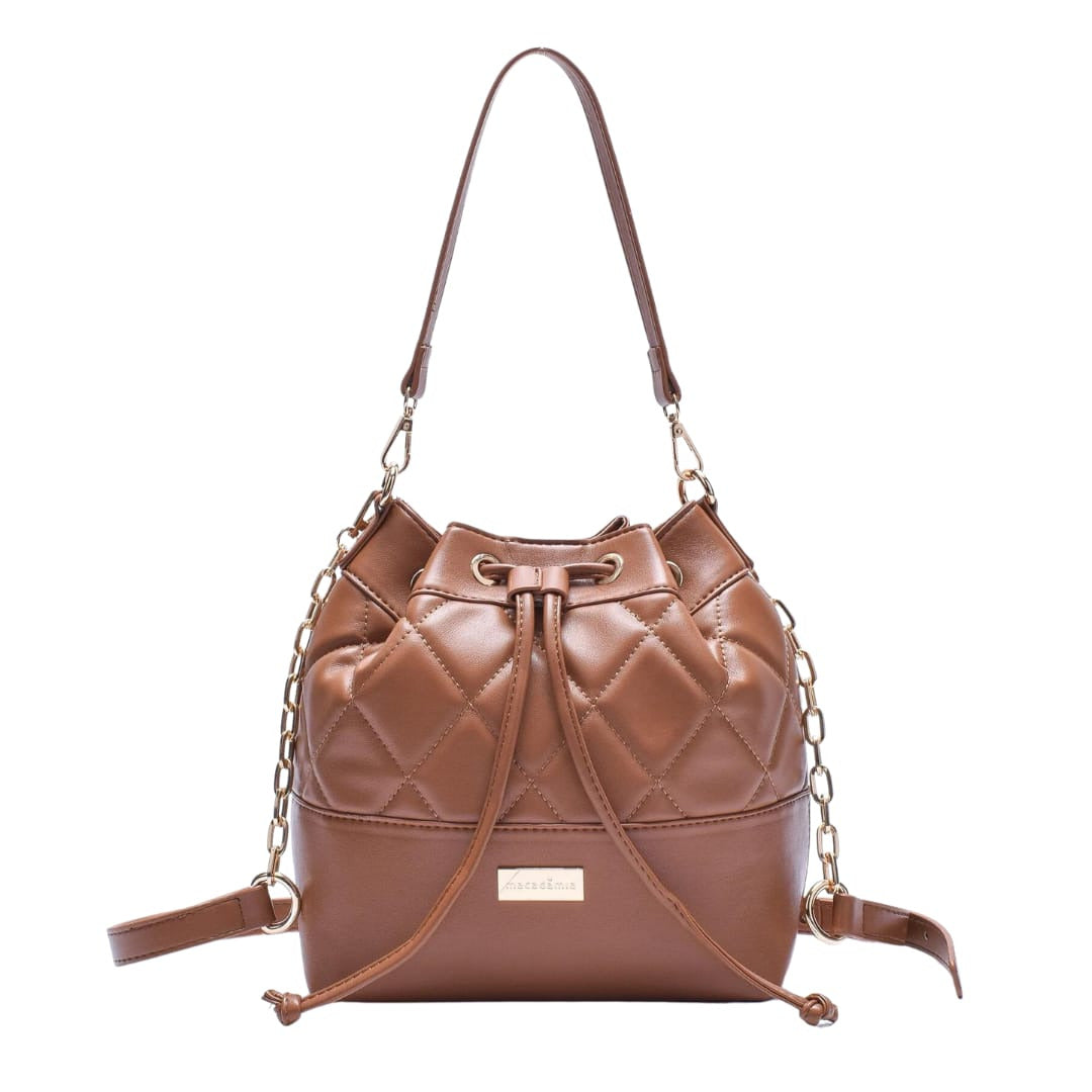 Bolsa Macadamia Bucket Matelasse Caramelo