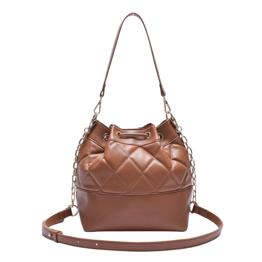 Bolsa Macadamia Bucket Matelasse Caramelo