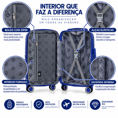 Mala De Viagem Pequena De Bordo 10 kg Polipropileno Sammy Azul