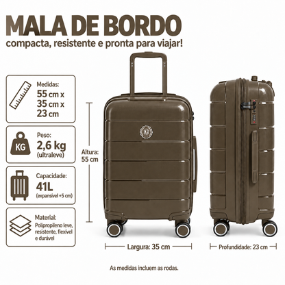 Mala De Viagem Pequena De Bordo 10 kg Polipropileno Sammy Coffe