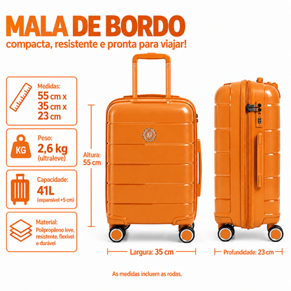 Mala De Viagem Pequena De Bordo 10 kg Polipropileno Sammy Laranja