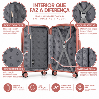 Mala De Viagem Pequena De Bordo 10 kg Polipropileno Sammy Rose