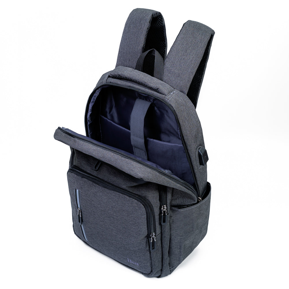 Mochila Executiva Escolar Porta notebook 15″ Com entrada USB Pacto Cinza